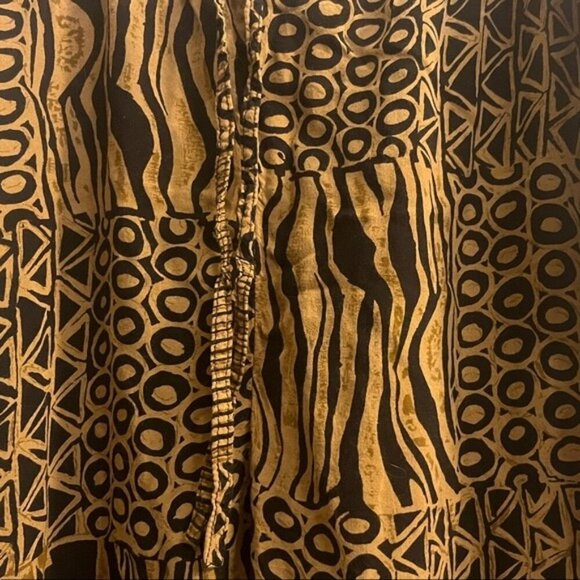 REVUE Patchwork Print Boho Palazzo Pants Women's M Brown Black - Picture 11 of 12